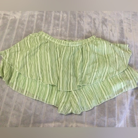 Lulus Light Green Striped Ruffled Mini Skort Size S - Picture 3 of 7